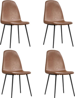 vidaXL - Eetkamerstoelen - 2 - st - 45x54,5x83 - cm - kunstleer - glanzend - bruin