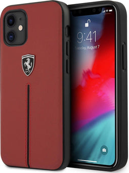 Ferrari Scuderia - Lederen backcover hoes - Geschikt voor iPhone 12 Mini - Rood