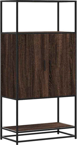 vidaXL - Hoge - kast - 68x35x139 - cm - bewerkt - hout - en - metaal - bruin - eikenkleur