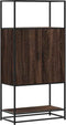 vidaXL - Hoge - kast - 68x35x139 - cm - bewerkt - hout - en - metaal - bruin - eikenkleur