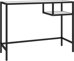 vidaXL - Computerbureau - 100x36x74 - cm - gehard - glas - witmarmerkleurig