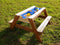 AXI Nick Zand & Water Picknicktafel in Bruin - Met in hoogte verstelbare Parasol in Groen/Wit - Multifunctionele Picknick tafel van FSC hout - Picknick tafel voor kinderen van hout