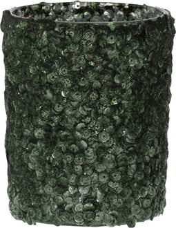 J-Line theelichthouder Paillettensuiker - glas - donkergroen - large