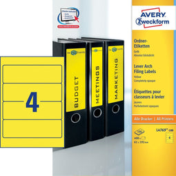 Avery - Ordnerrugetiketten - permanent klevend - geel 192,0 x 61,0 mm