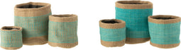 J-Line mand Rond + Band Jute - naturel/azuur - large - 2 stuks