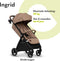 Lionelo Ingrid - Buggy - Auto-Folding Systeem - 360° EVA Wielen - XXL Luifel UPF50+ - Beige