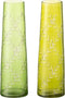 J-Line vaas Bladeren - glas - groen - large - 2 stuks - 24 cm hoog