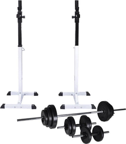 vidaXL - Halter-/squatrek - met - halterset - 30,5 - kg
