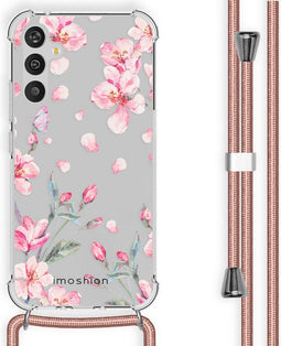 iMoshion Hoesje Geschikt voor Samsung Galaxy A34 (5G) Hoesje Met Koord - iMoshion Design Hoesje met Koord - Roze / Blossom Watercolor