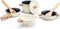 New Classic Toys® Metalen Pannenset - 7-delige Set met Vergiet en Houten Kookgerei - Gebroken Wit (7-delige set)
