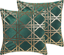 CASSIA - Sierkussen set van 2 - Donkergroen - 45 x 45 cm - Polyester
