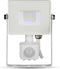 V-TAC VT-10-S-W Draaibare LED Schijnwerpers met PIR Sensor - Samsung - IP65 - Wit - 10W - 800 Lumen - 4000K - 5 Jaar