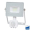 V-TAC VT-10-S-W Draaibare LED Schijnwerpers met PIR Sensor - Samsung - IP65 - Wit - 10W - 800 Lumen - 4000K - 5 Jaar