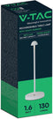 V-TAC VT-1073-W Oplaadbare tafellamp - IP20 - Wit lamphuis - 1,6 Watt - 130 Lumen - 3IN1