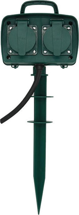 V-TAC VT-1114-3 4 Richtbare Tuincontactdozen - Groen - IP44 - 3m draad - Tuinspies