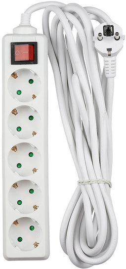 V-TAC VT-1115-5 Adapters & stopcontacten - Verlengstekkerdozen - Schakelaar - IP20 - Wit - 5m Draad - 5 Richtingen