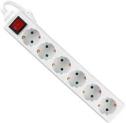 V-TAC VT-1116-5 Adapters & stopcontacten - Verlengstekkerdozen - Schakelaar - IP20 - Wit - 5m Draad - 6 Richtingen