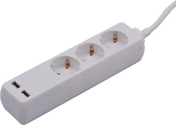 V-TAC VT-1124-2 3 Wegs verlengstekkerdozen - USB - IP20 - Wit - 1,5 m draad