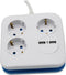 V-TAC VT-1153-2 3 Wegs verlengstekkerdozen - USB - IP20 - Wit - 1,4 m draad - Vierkant - Stopcontact - Power Strip