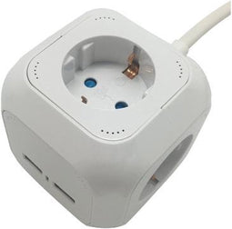 V-TAC VT-1154-2 4 Weg verlengstekkerdozen - USB - IP20 - Wit - 1,4 m draad - Stekkerdoos - Power Cube