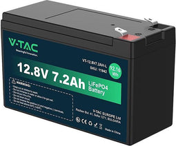 V-TAC VT-12.8V 7.2AH-L Elektrisch systeem - 7.2AH LiFePO4 batterijen - IP55 - Zwart