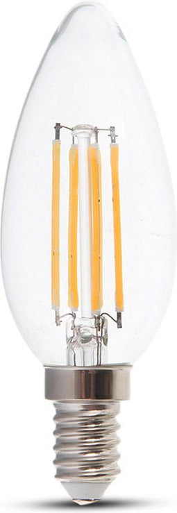 V-TAC VT-1986-N E14 Transparante LED Bol - Helder - Kaars - IP20 - 4W - 400 Lumen - 3000K