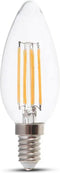 V-TAC VT-1986-N E14 Transparante LED Bol - Helder - Kaars - IP20 - 4W - 400 Lumen - 3000K