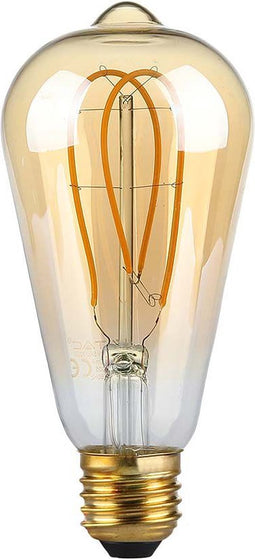 V-TAC VT-2066-N LED Lampen - ST64 E27 - IP20 - Amber - 5 Watt - 300 Lumen - 1800K - 2 Jaar