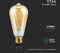 V-TAC VT-2066-N LED Lampen - ST64 E27 - IP20 - Amber - 5 Watt - 300 Lumen - 1800K - 2 Jaar