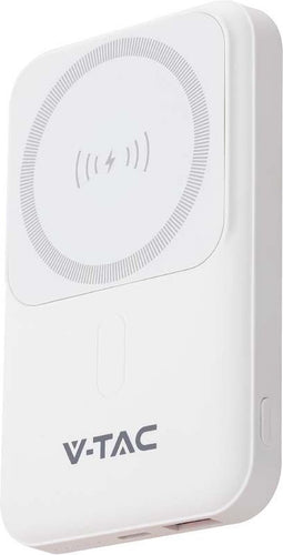 V-TAC VT-3529-W Magnetische draadloze powerbanks - Wit lichaam - 10000mAh
