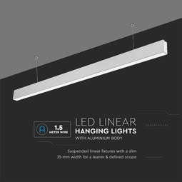 V-TAC VT-7-40-S-N LED Slim Linear Lights - Samsung - Silver - IP20 - 40W - 3300 Lumens - 4000K - 5 Years