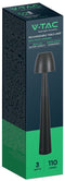 V-TAC VT-75001-B Designlampen - Oplaadbare tafellampen - IP20 - Zwart - 3 Watt - 110 Lumen - 3IN1