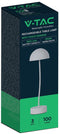 V-TAC VT-7574-W Tafellampen - Oplaadbare Tafellampen - IP20 - Wit - 3 Watt - 100 Lumen - 3000K