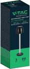 V-TAC VT-7576-B Tafellampen - Oplaadbare Tafellampen - IP20 - Zwart - 3 Watt - 310 Lumen - 3000K