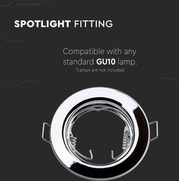 V-TAC VT-778-CH GU10 LED inbouwspots - chroom - IP20 - Modelnr: - VT-778-CH