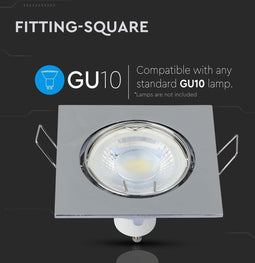 V-TAC VT-779-CH-SQ GU10 LED inbouwspots - chroom - IP20 - Modelnr: - VT-779-CH-SQ