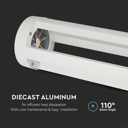V-TAC VT-820-W-N LED Muurpaalverlichting - 80CM - IP65 - Wit - 10W - 1000 lumen - 4000K
