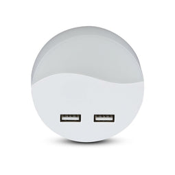 V-TAC VT-84-RD Round LED Wall Lights - Night Lights - USB - Samsung - IP20 - White - 0.4W - 10 Lumens - 3000K