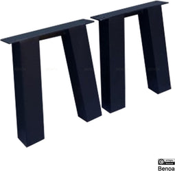 V tafelpoot metaal eetkamerbank 8x8 Set - Zwart