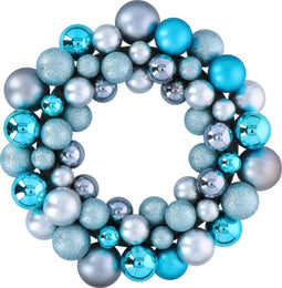 Christmas Gifts Kerstkrans Blauw 36 CM - Deurkrans met 55 Kerstballen - Kunststof