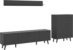 Furnilux Linea - Woonkamercombinatie - Grijs mat MDF en melamine - 40x269x175cm