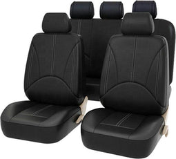 Universele stoelhoezen auto - Eco Kunst Leer - Orthopedisch - Zwart (set van 2)