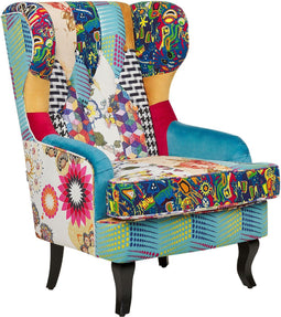 MOLDE - Chesterfield fauteuil - Patchwork/Blauw - Polyester