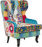 MOLDE - Chesterfield fauteuil - Patchwork/Blauw - Polyester