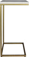 Bijzettafel Read - 32x32x65 cm - Wit/goud - Wit marmer/ijzer