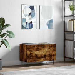 vidaXL - Platenkast - 74,5x38x48 - cm - bewerkt - hout - gerookt - eikenkleurig