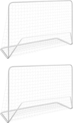 vidaXL - Voetbaldoelen - 2 - st - met - netten - 182x61x122 - cm - staal - wit
