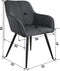 tectake® Marilyn - Eetkamerstoel - Linnenlook - Donkergrijs/Zwart - 58 x 62 x 82 cm