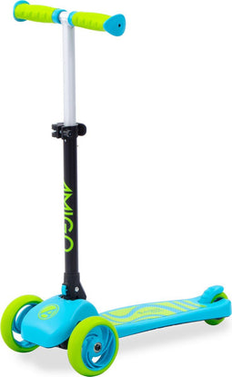 AMIGO Twister 3-Wiel Step - Kinderstep Opvouwbaar - In hoogte verstelbaar - Voetrem - Vanaf 3 jaar - Jongens / Meisjes - Blauw/Lime