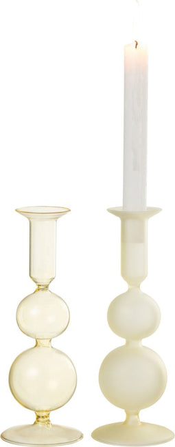 J-Line Kaarshouder - glas - lichtgeel - 2 stuks